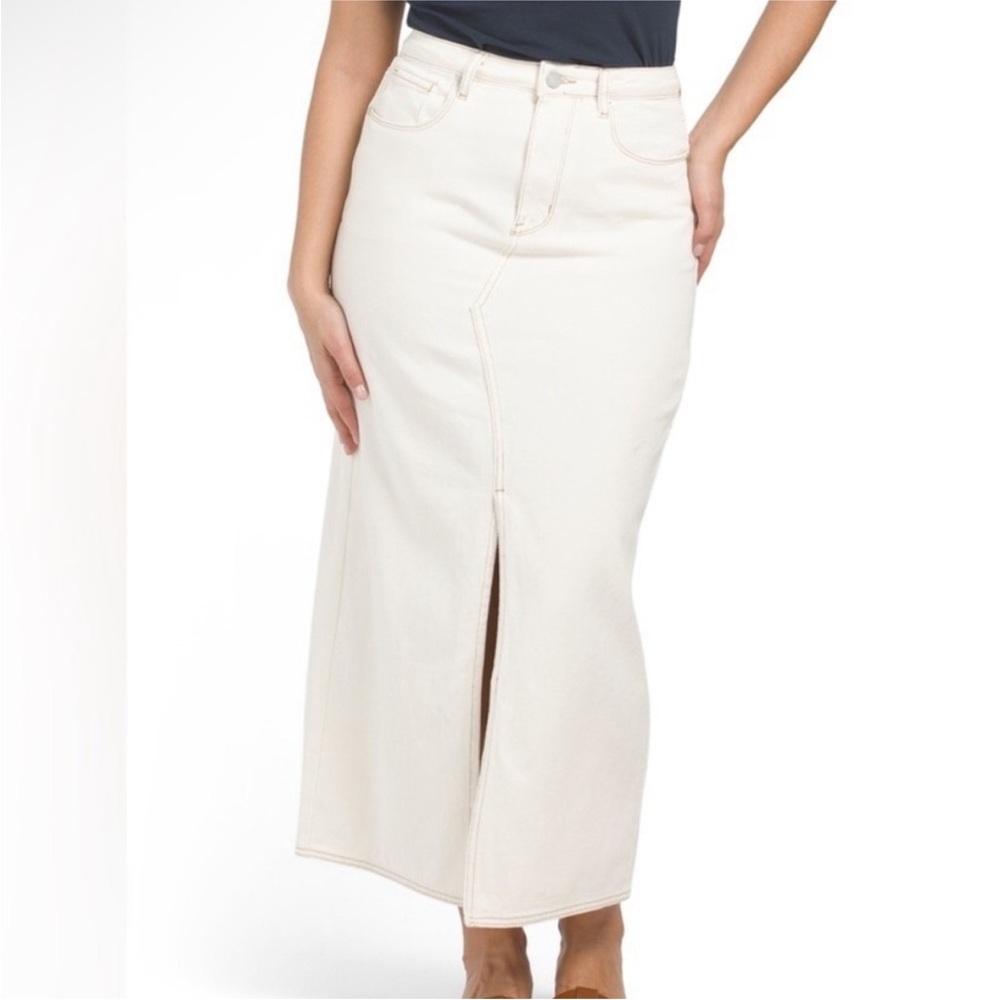 BLANK NYC Cream Maxi Skirt with Front Slit